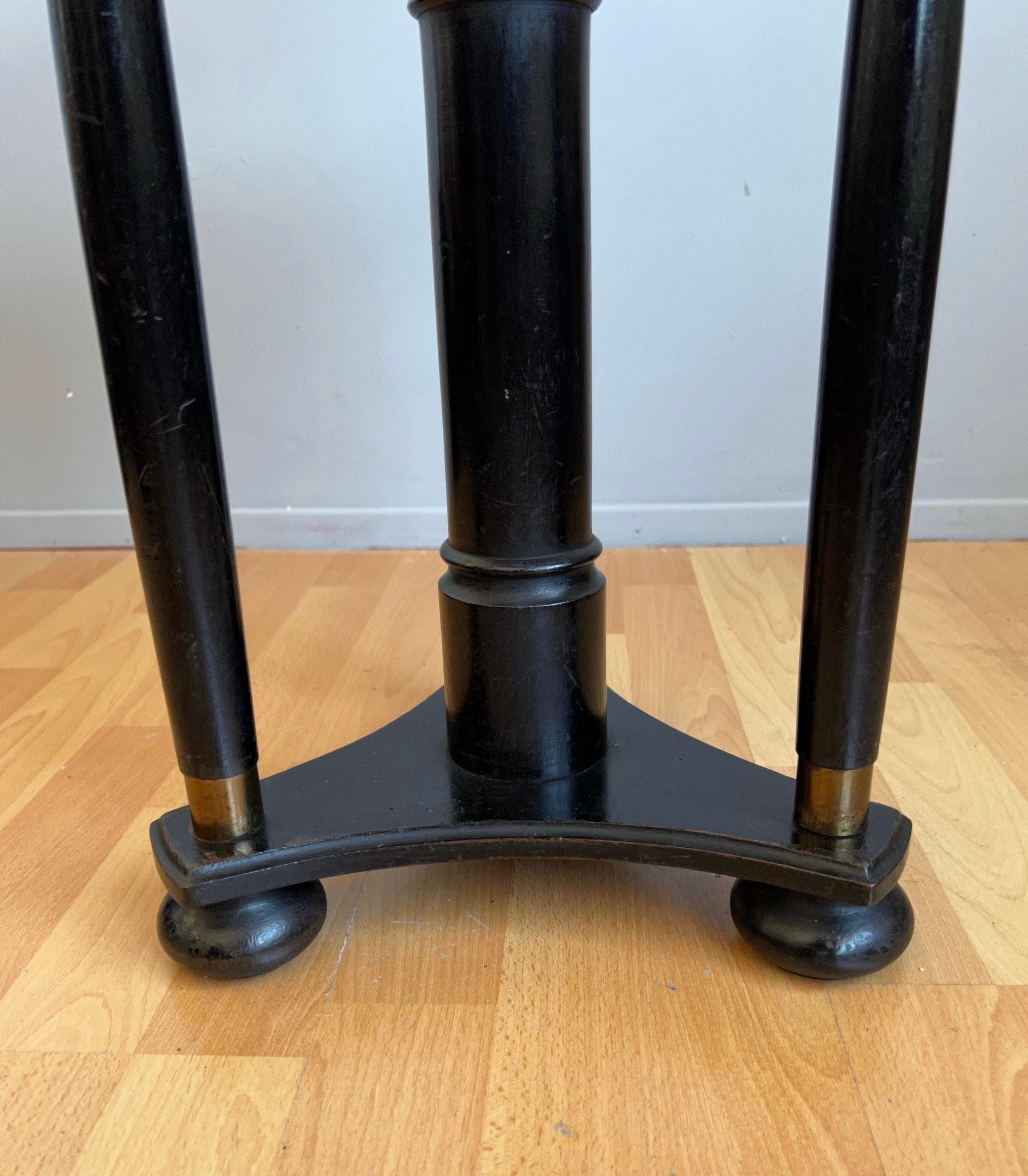 Stylish Blackened Wooden and Brass Art Deco Desk or Piano Swivel Stool, ca 1900 For Sale 4