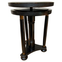 Stylish Blackened Wooden and Brass Art Deco Desk or Piano Swivel Stool, ca 1900