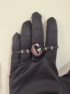 Stylish Bracelet Letter G White Gold White Diamonds HandDecorated Micromosaic