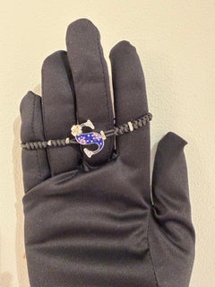 Handdekoriertes Mikromosaik-Armband, Buchstabe S, Weißgold, weiße Diamanten