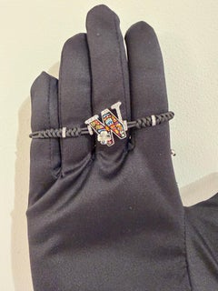 Sicis Jewels 18kt White Gold Micromosaic Letter W Bracelet with Diamonds