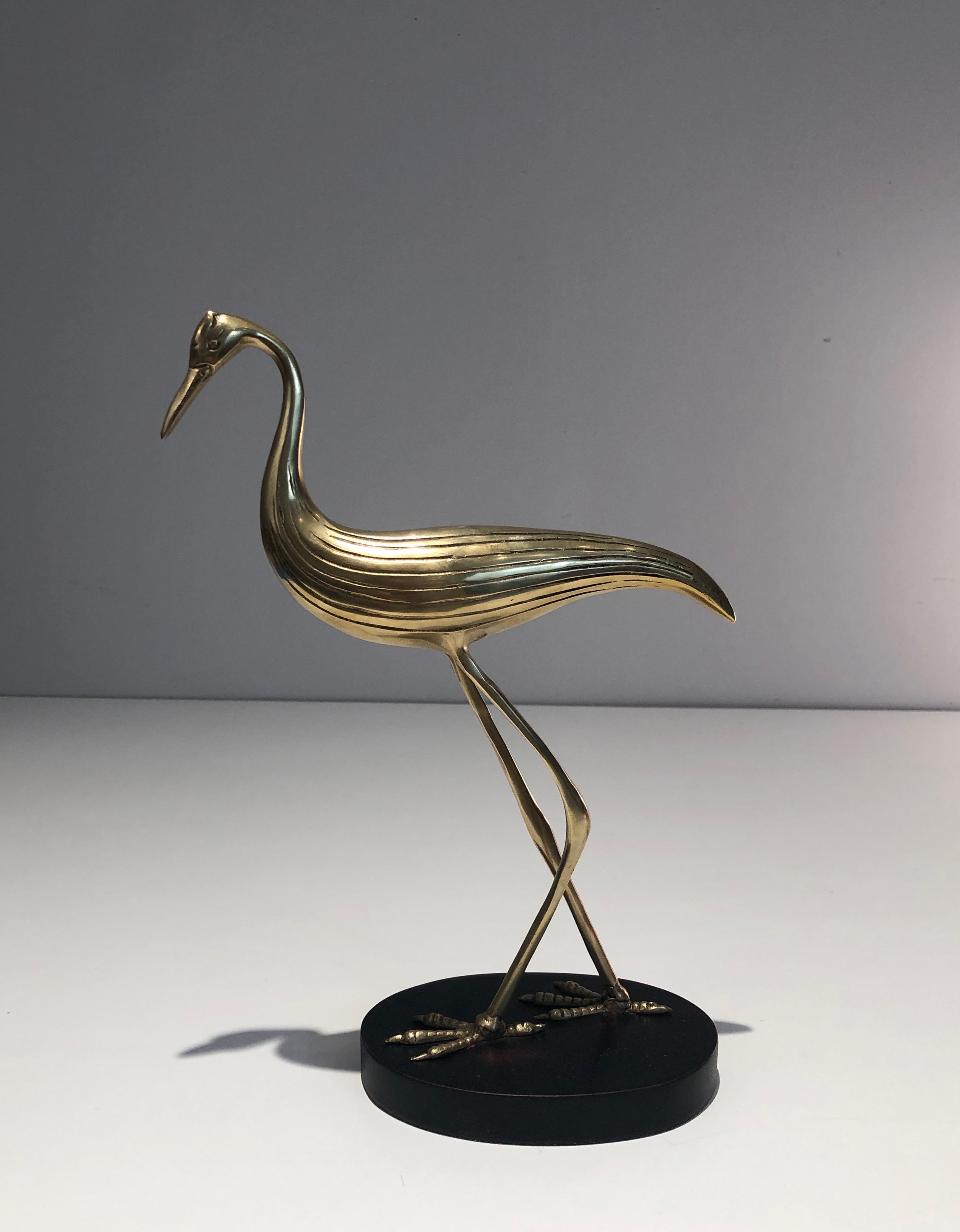 Stylish Brass Bird on a Blackened Base, French Work, Circa 1970 For Sale 4