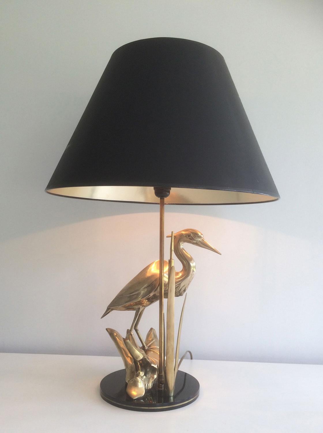 Stylish Brass Heron Table Lamp. French Work in the Art Deco Style. Circa 1970 For Sale 14