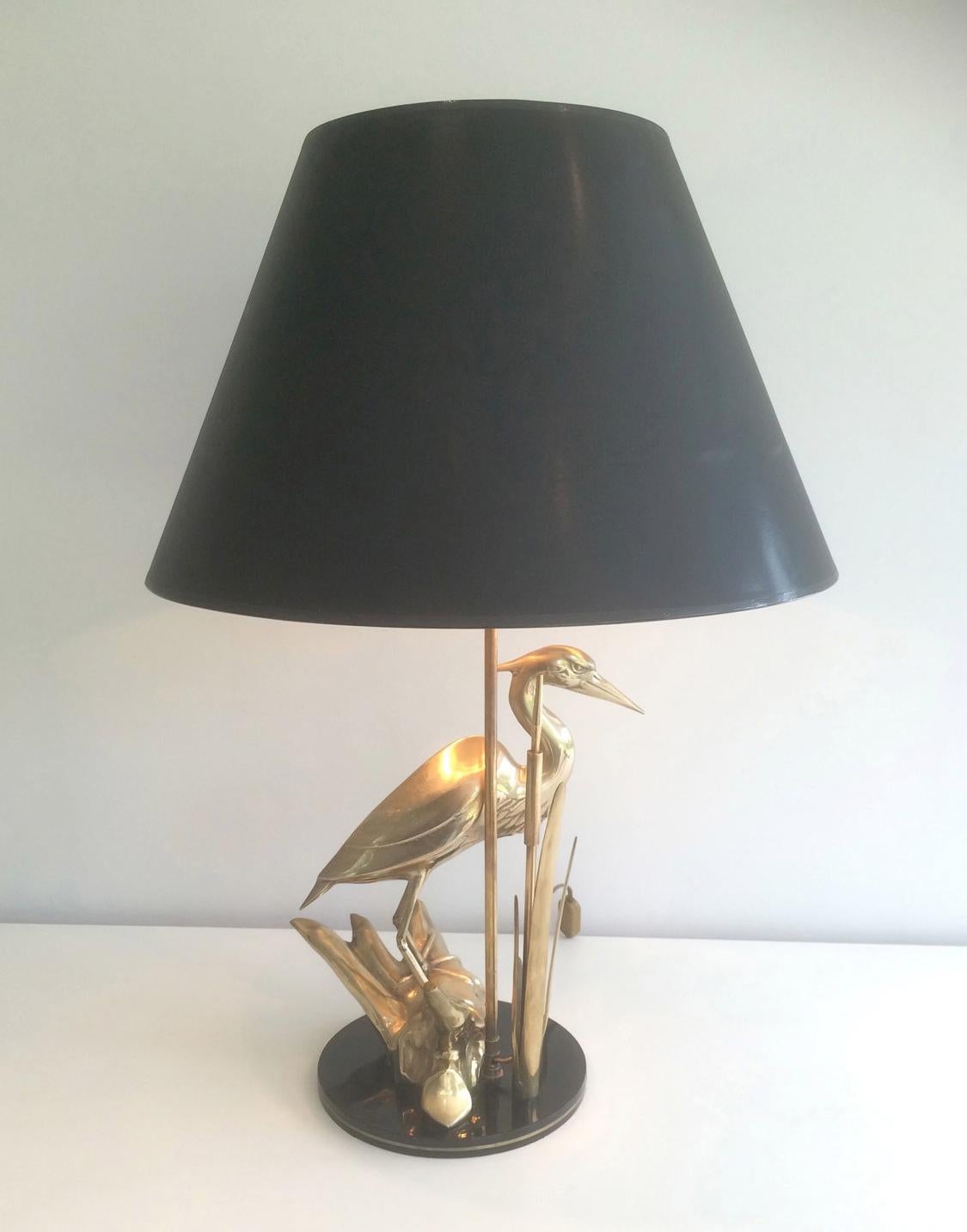 Stylish Brass Heron Table Lamp. French Work in the Art Deco Style. Circa 1970 For Sale 16