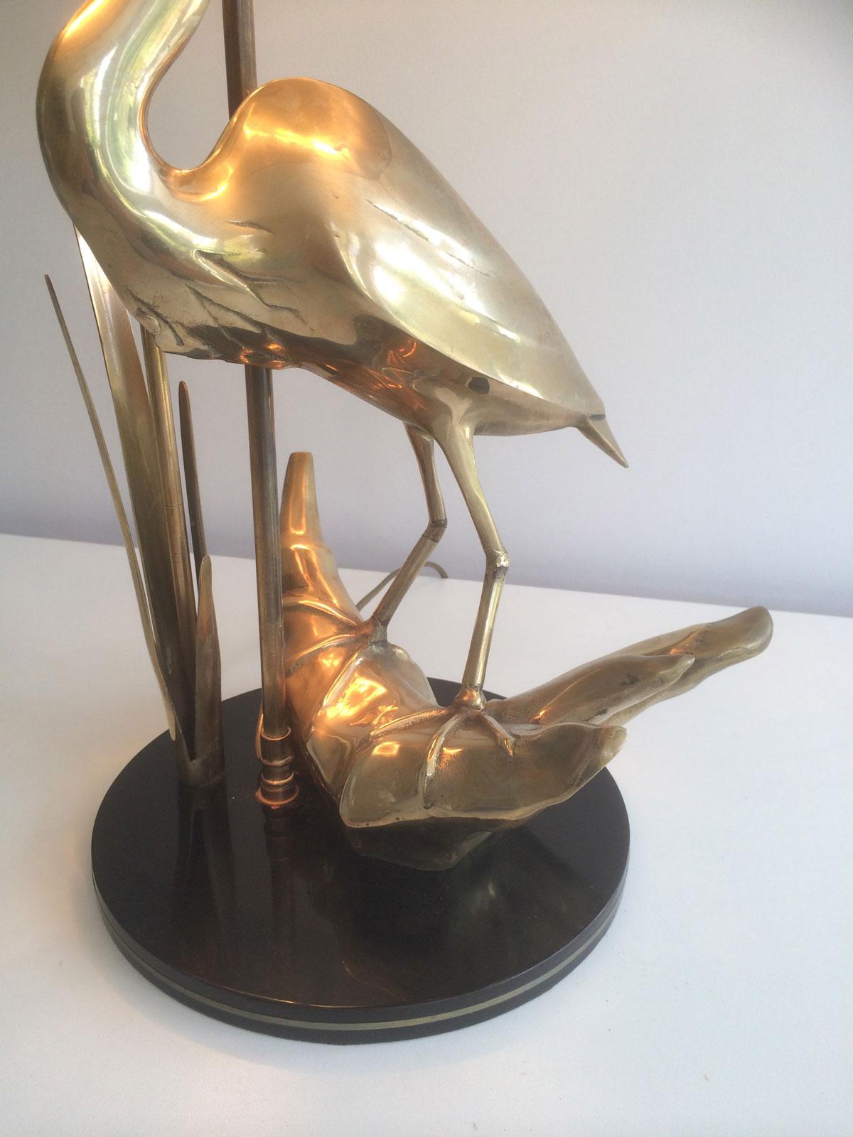 Stylish Brass Heron Table Lamp. French Work in the Art Deco Style. Circa 1970 For Sale 3
