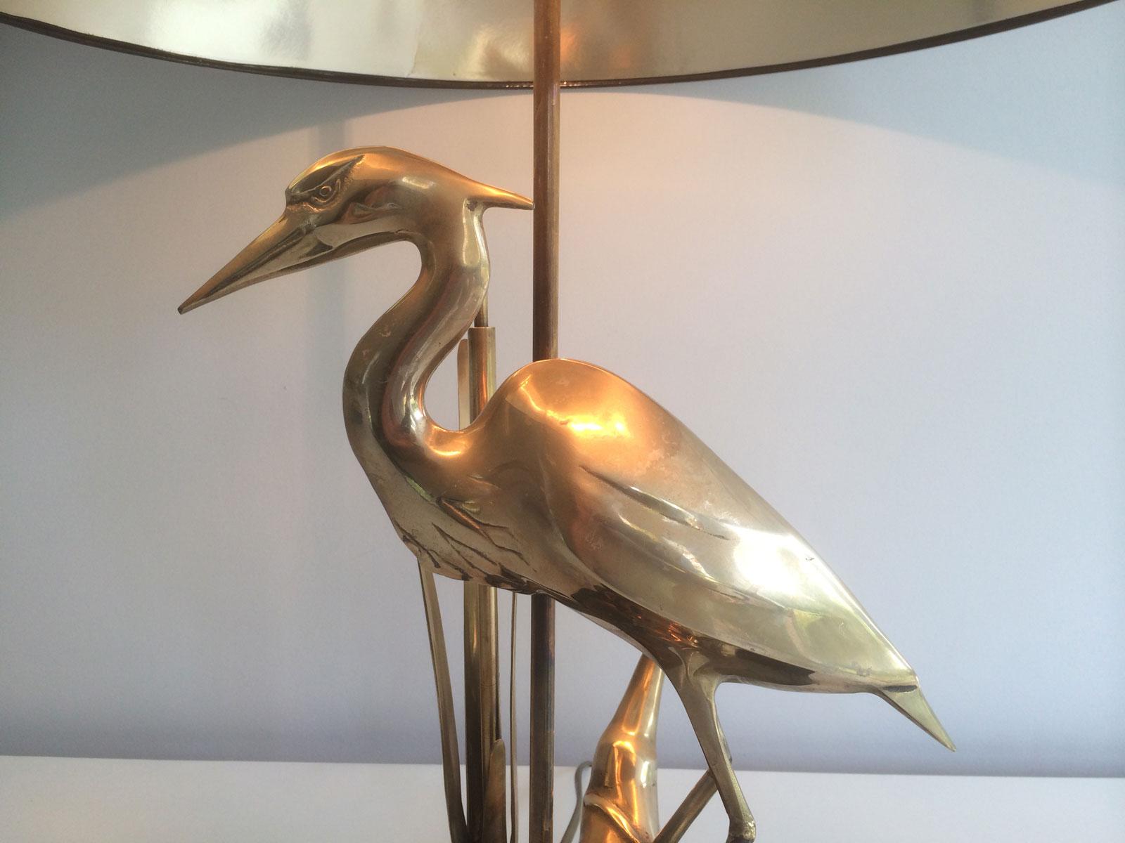 Stylish Brass Heron Table Lamp. French Work in the Art Deco Style. Circa 1970 For Sale 4