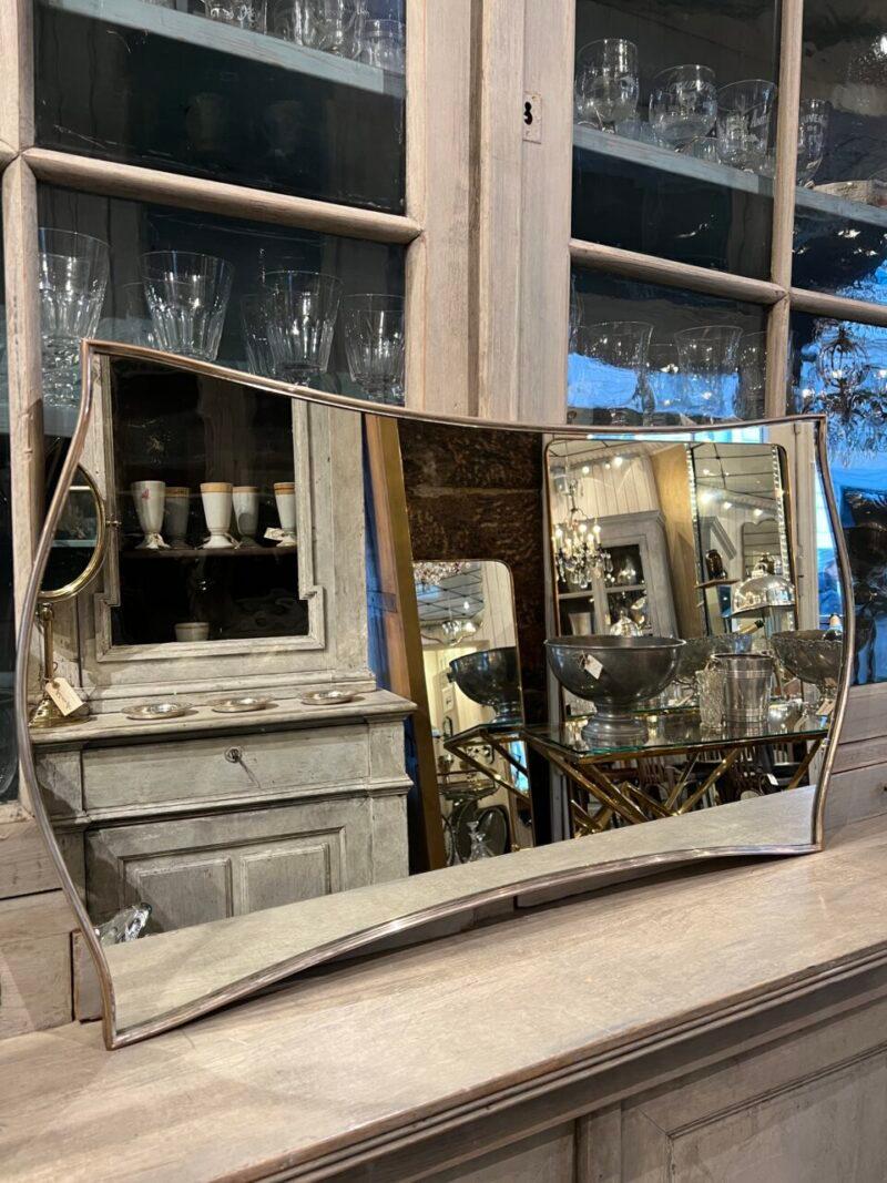 20ième siècle Miroir en laiton - Italie du milieu du siècle en vente