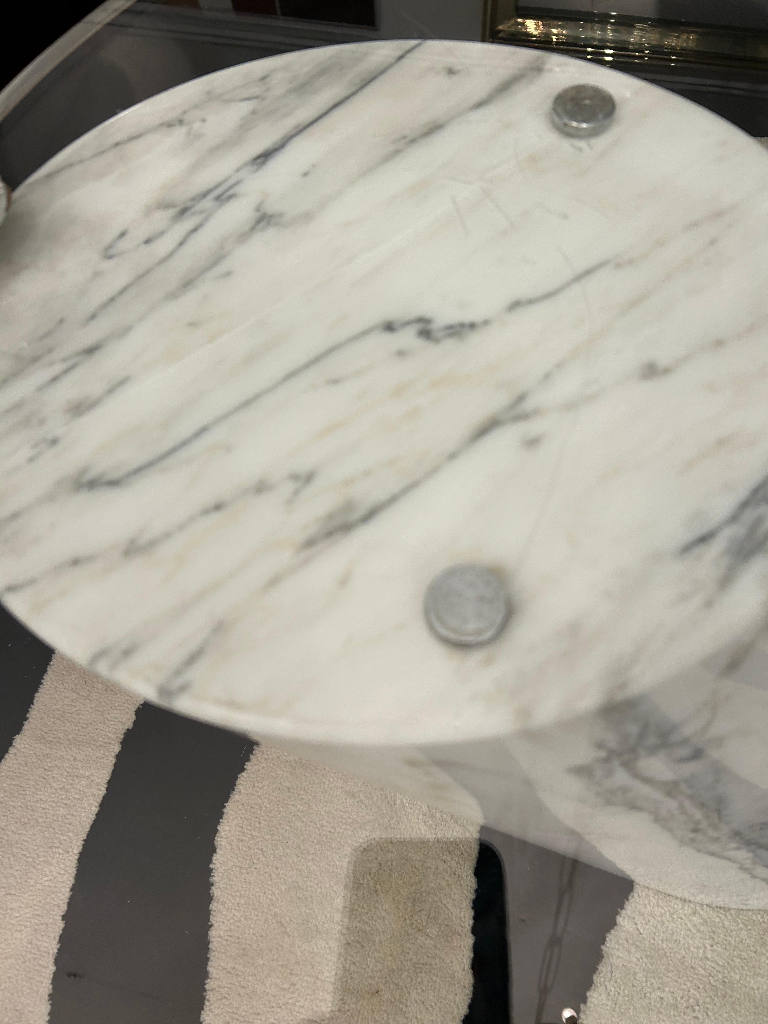 Mid-Century Modern Stylish Brueton Style Asymmetrical Marble & Glass Coffee Table