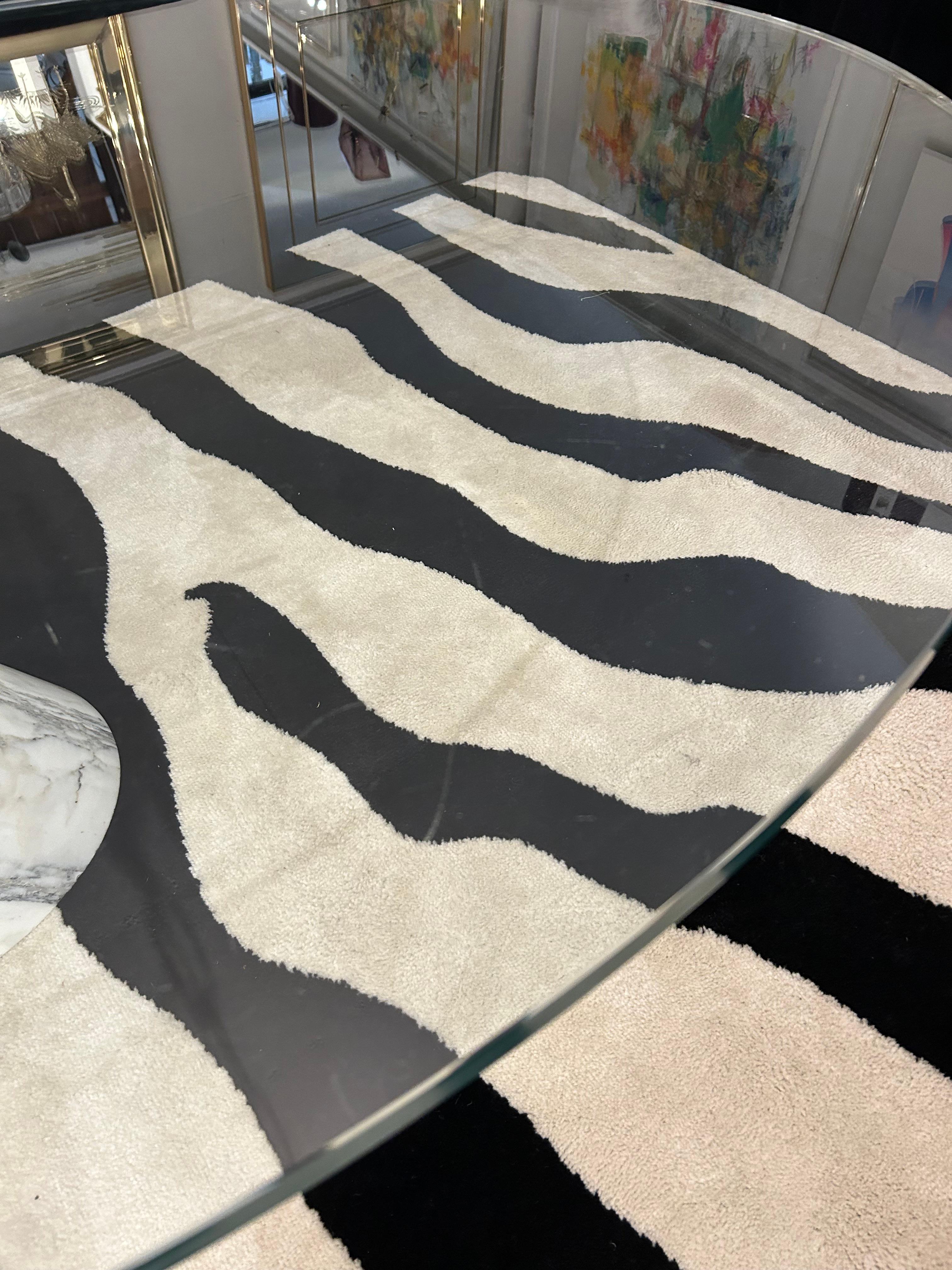 Stylish Brueton Style Asymmetrical Marble & Glass Coffee Table 1