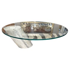 Stylish Brueton Style Asymmetrical Marble & Glass Coffee Table