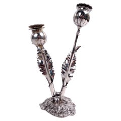 Salières et poivrières en argent Buccellati à tige fleurie