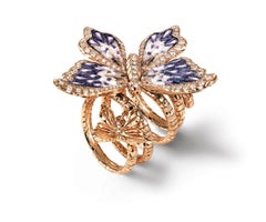 Sicis Jewels 18K Yellow Gold Micro Mosaic Butterfly Ring with Diamonds