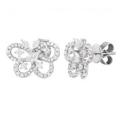 Stylish Butterfly White Diamond White Gold Studs Earrings for Her