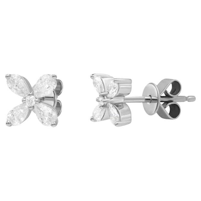 Stylish Butterfly White Diamond White Gold Studs Earrings for Her For Sale