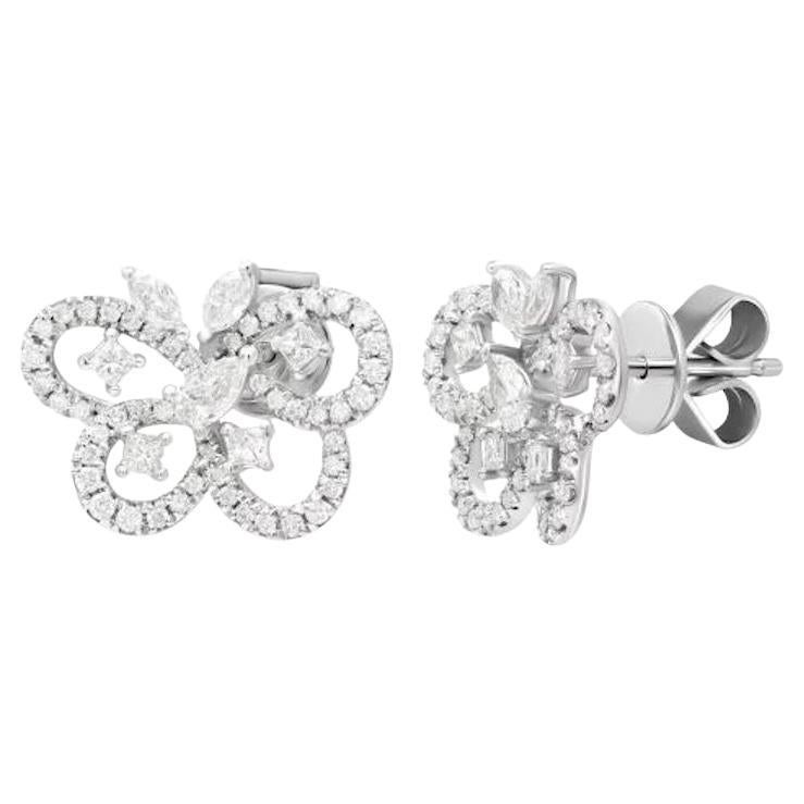 Stylish Butterfly White Diamond White Gold Studs Earrings for Her