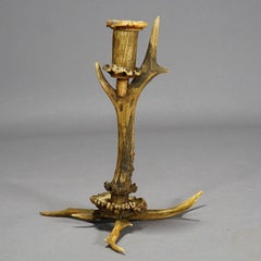 Stylish Cabin Decor Antler Candlestick, Germany, circa 1900