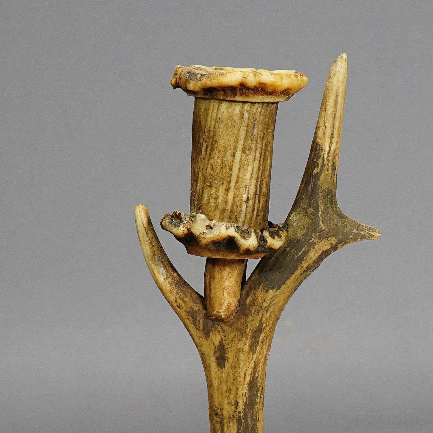 Rustic Stylish Cabin Decor Antler Candlestick, Germany, circa 1900 For Sale