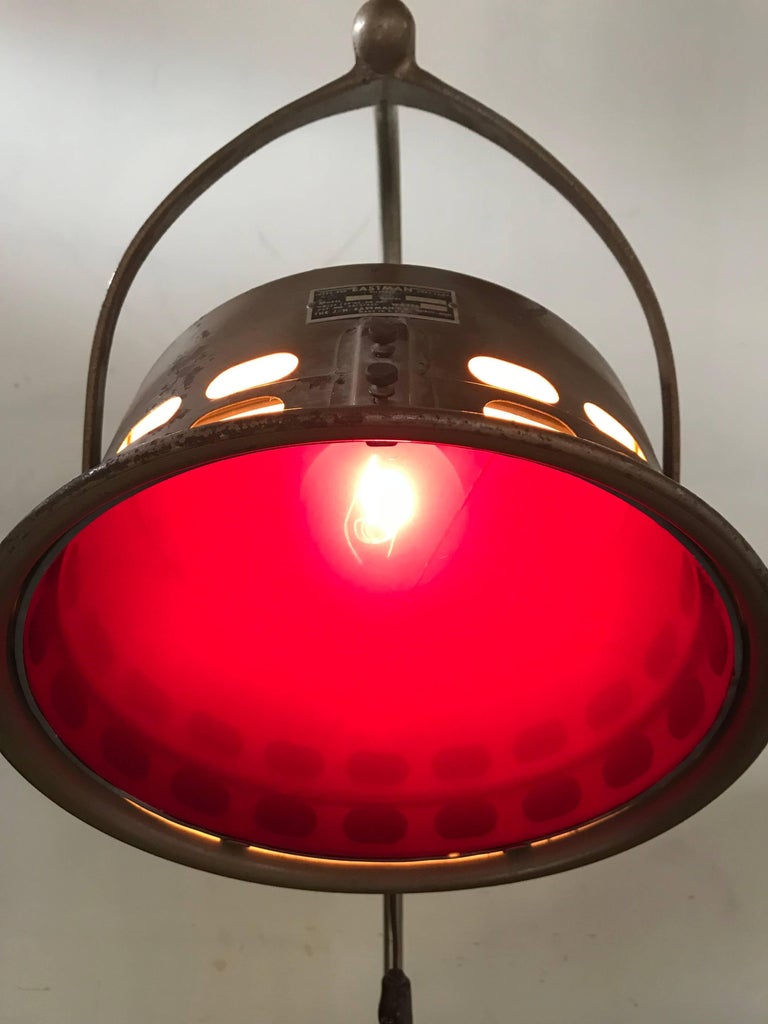 Stylish Cast Iron Industrial Floor Lamp with Red Lens by J ...