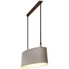 Stylish Ceiling Lamp Bronzed Metal Frame Lampshade Ivory Fabric Opal Plate