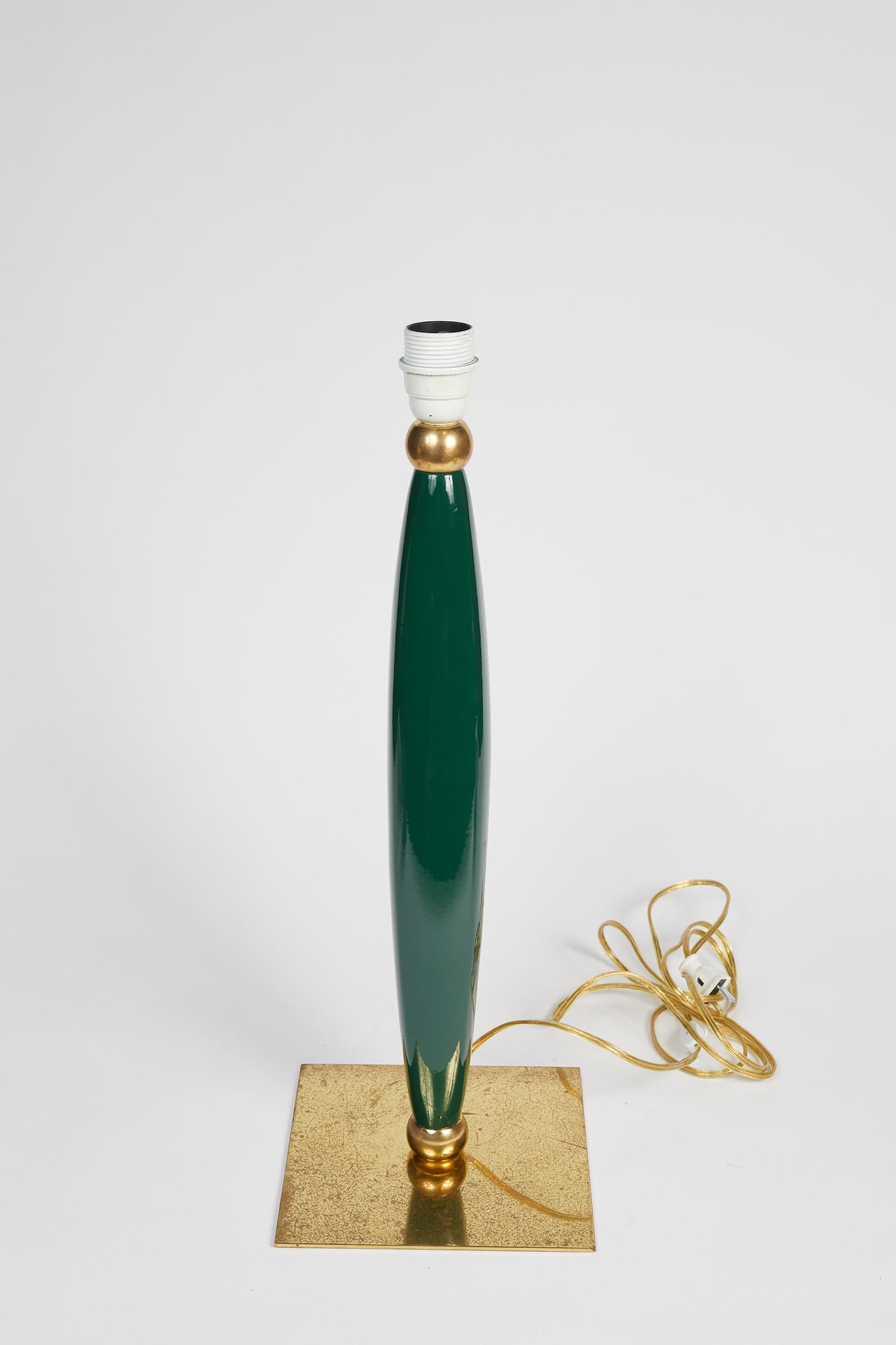 Stylish Ceramic and Brass Table Lamp Designed by Hilton Mcconico 1