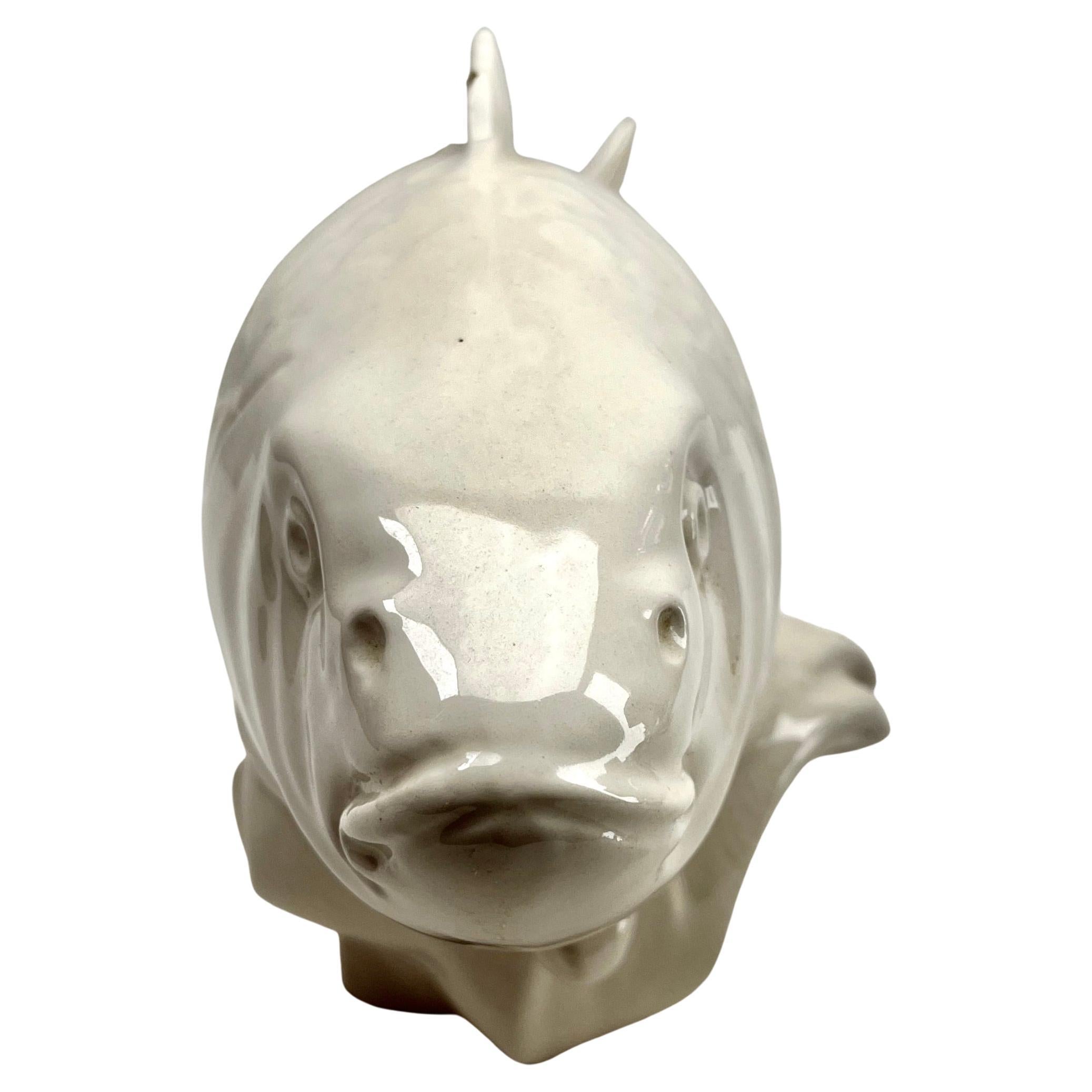 Stylish Ceramic Glazed Fish Sculpture, Italy, Late 1950s In Good Condition For Sale In Verviers, BE