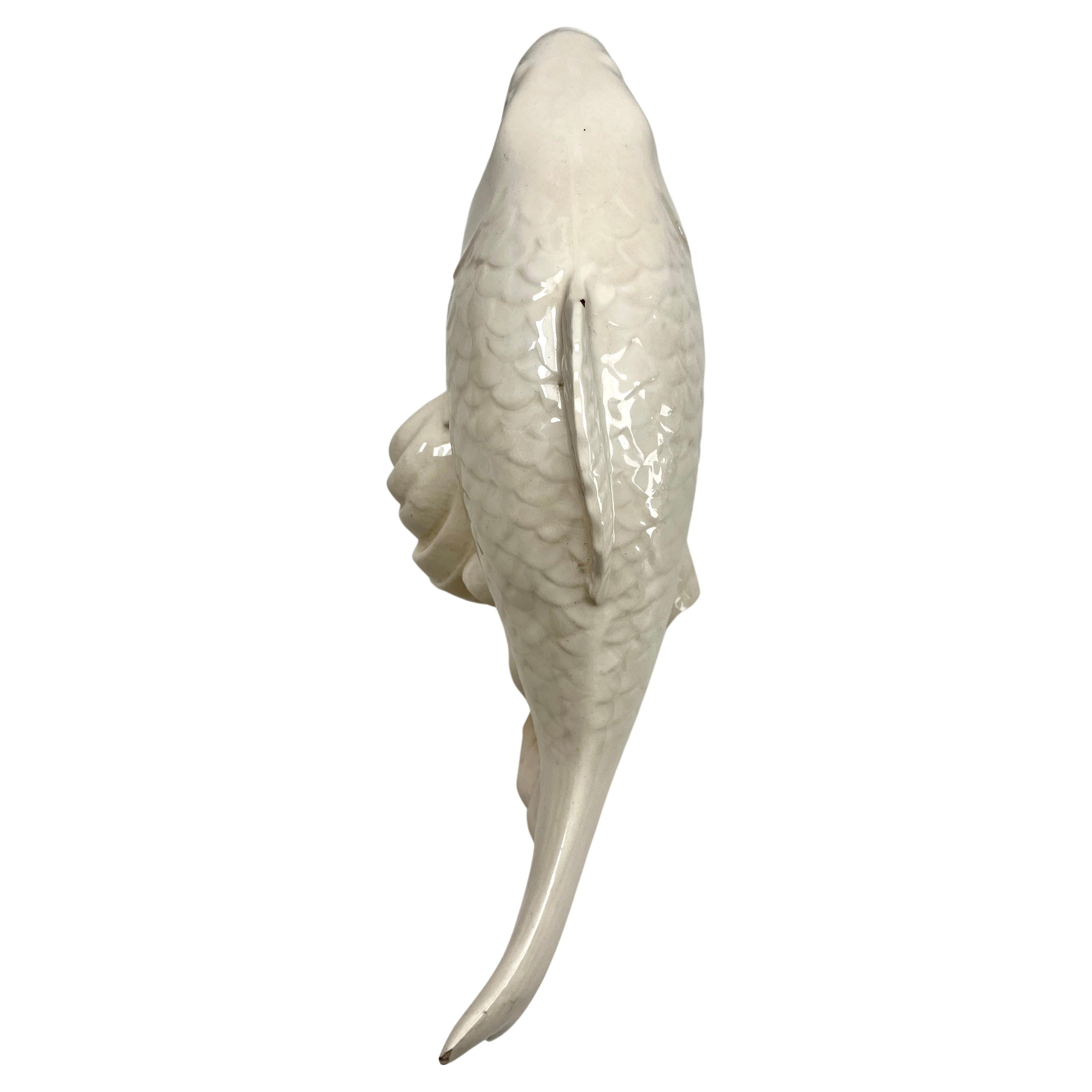 20th Century Stylish Ceramic Glazed Fish Sculpture, Italy, Late 1950s For Sale