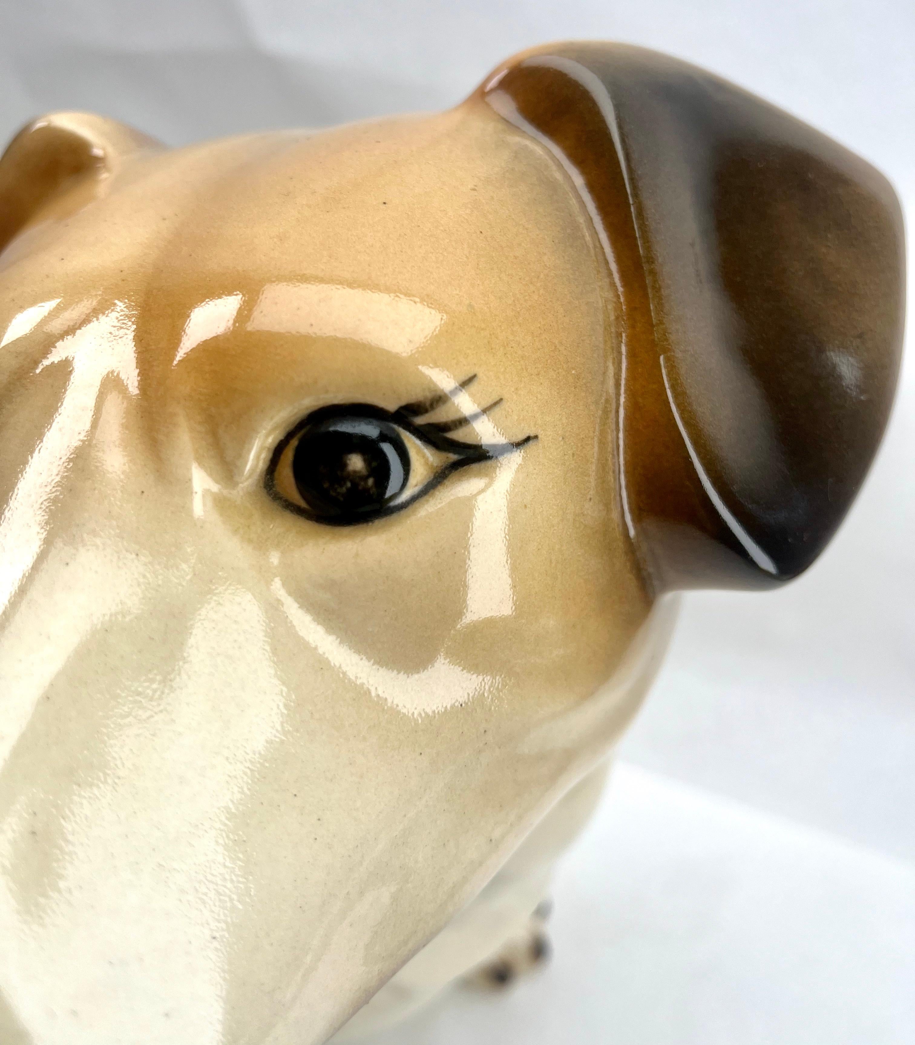 Stylish Ceramic Glazed Handpainted Dog Sculpture, Italy, Late 1950s For Sale 4