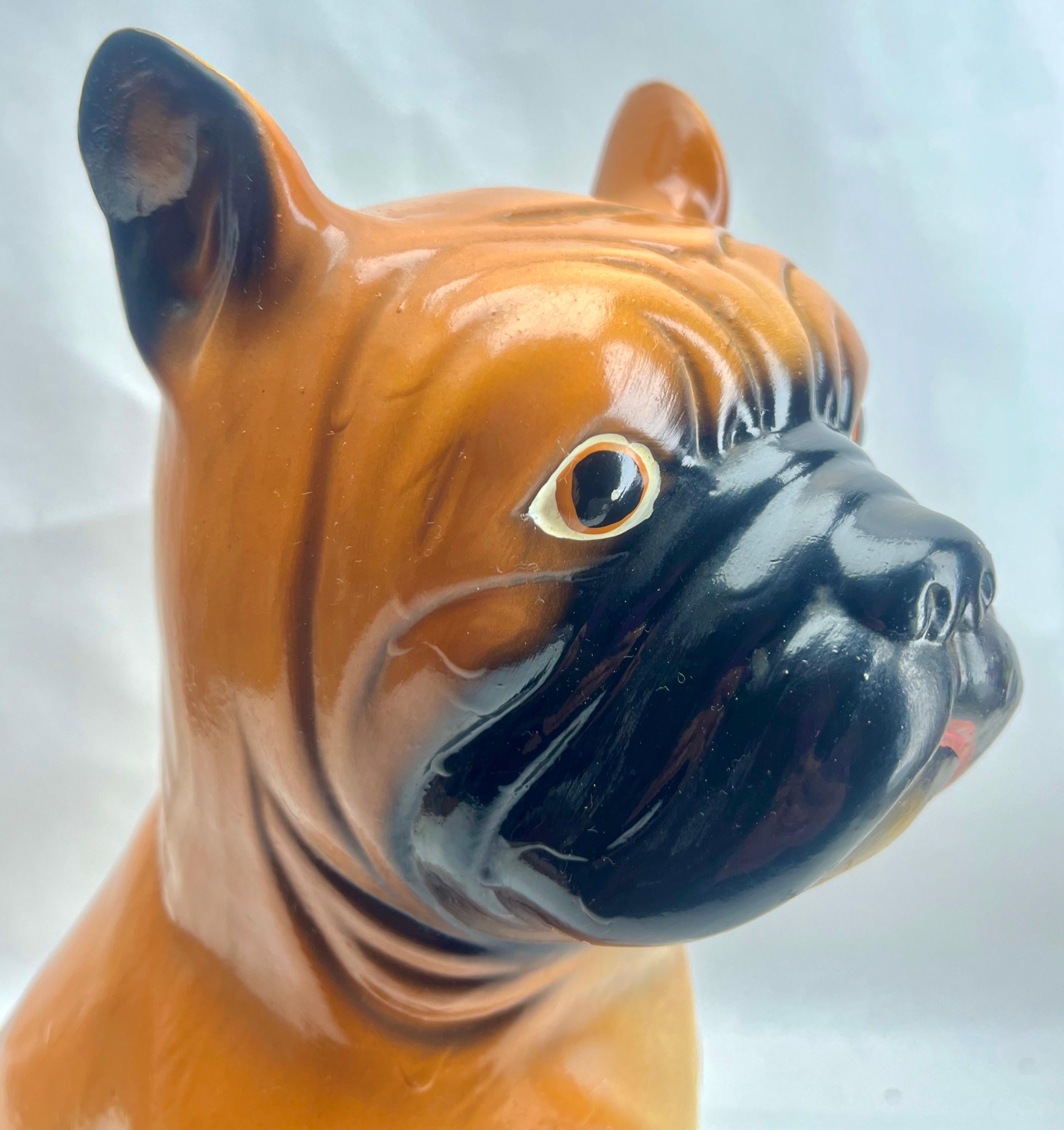 Stylish Ceramic Glazed Handpainted Dog Sculpture, Italy, Late 1950s For Sale 3