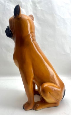 Stylish Ceramic Glazed Handpainted Dog Sculpture, Italy, Late 1950s