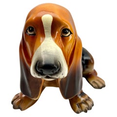 Stylish Ceramic Glazed Handpainted Dog Sculpture, Italy, Late 1950s