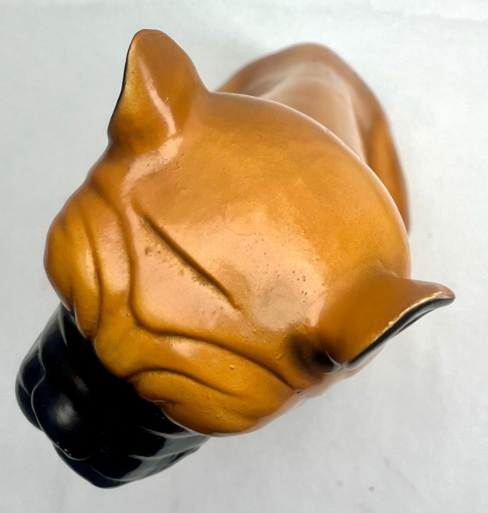 Hand-Crafted Stylish Ceramic Glazed Handpainted Dog Sculpture, Italy, Late 1950s For Sale