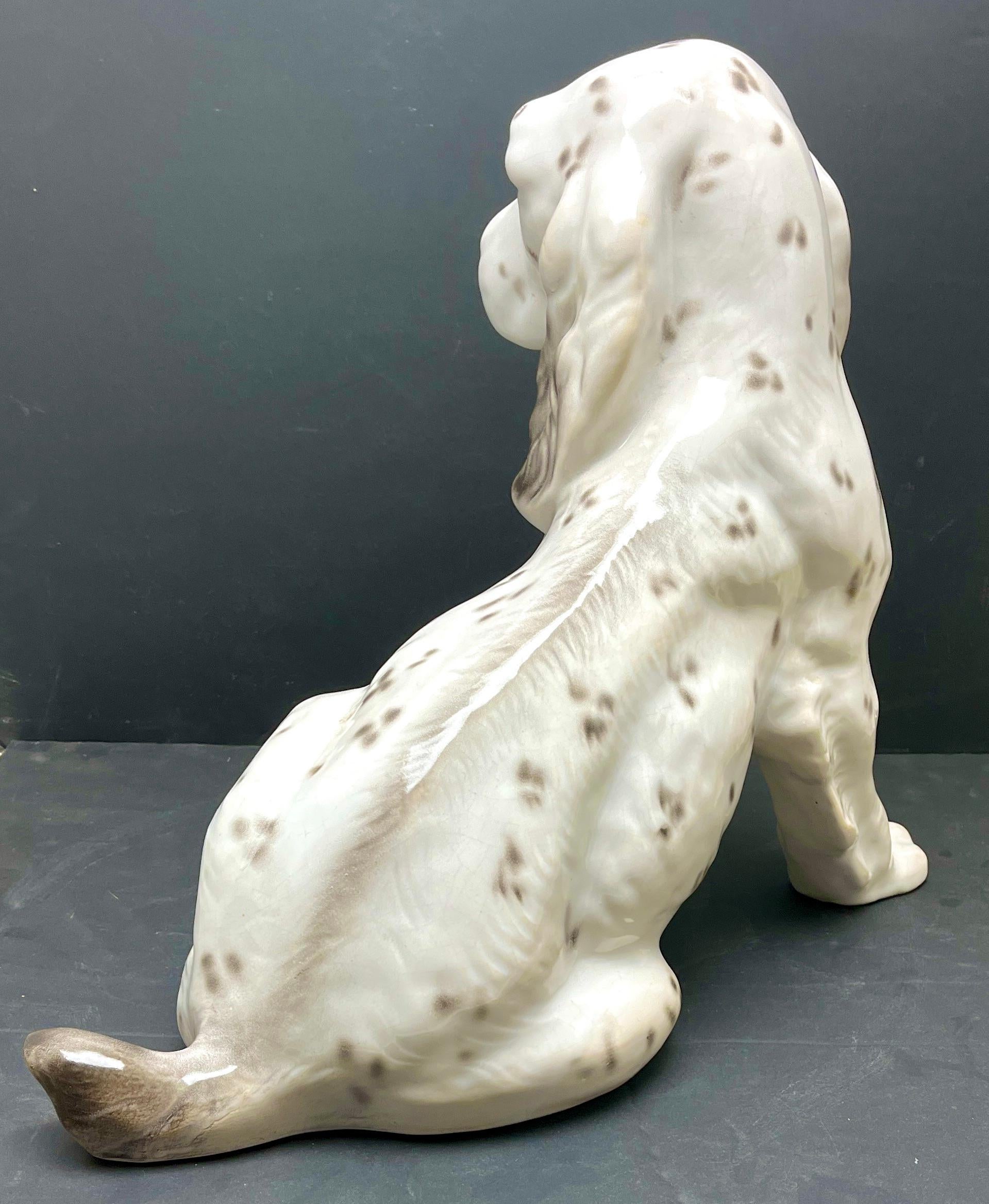 Stylish Ceramic Glazed Handpainted Dog Sculpture, Italy, Late 1950s In Good Condition For Sale In Verviers, BE