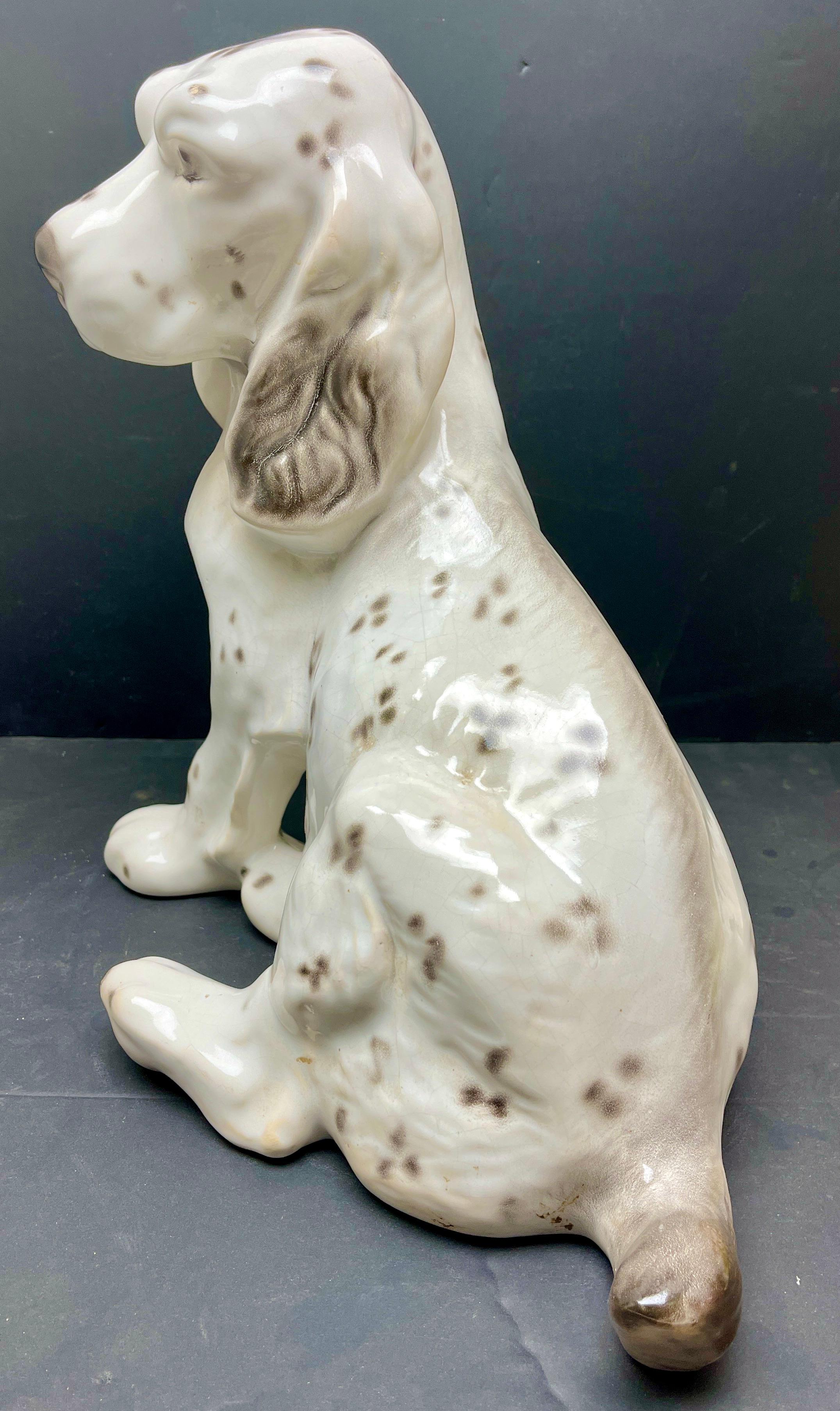 20th Century Stylish Ceramic Glazed Handpainted Dog Sculpture, Italy, Late 1950s For Sale