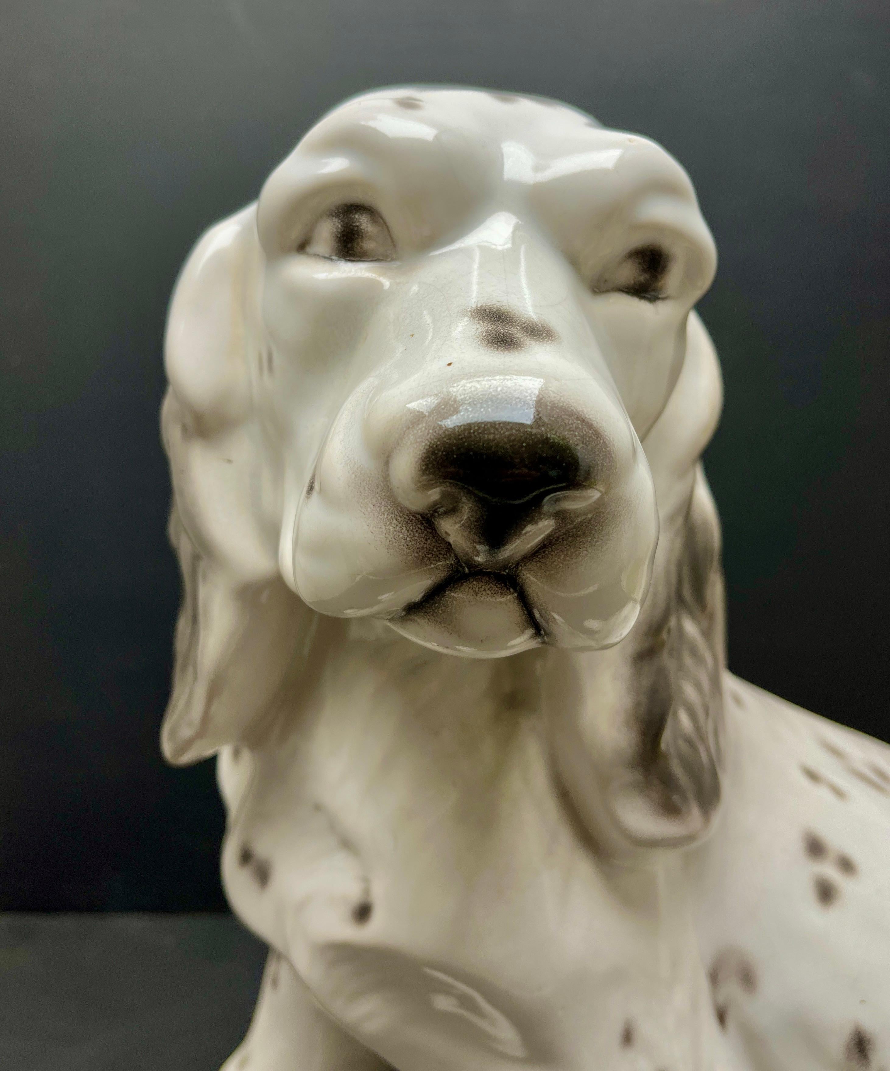 Stylish Ceramic Glazed Handpainted Dog Sculpture, Italy, Late 1950s For Sale 1