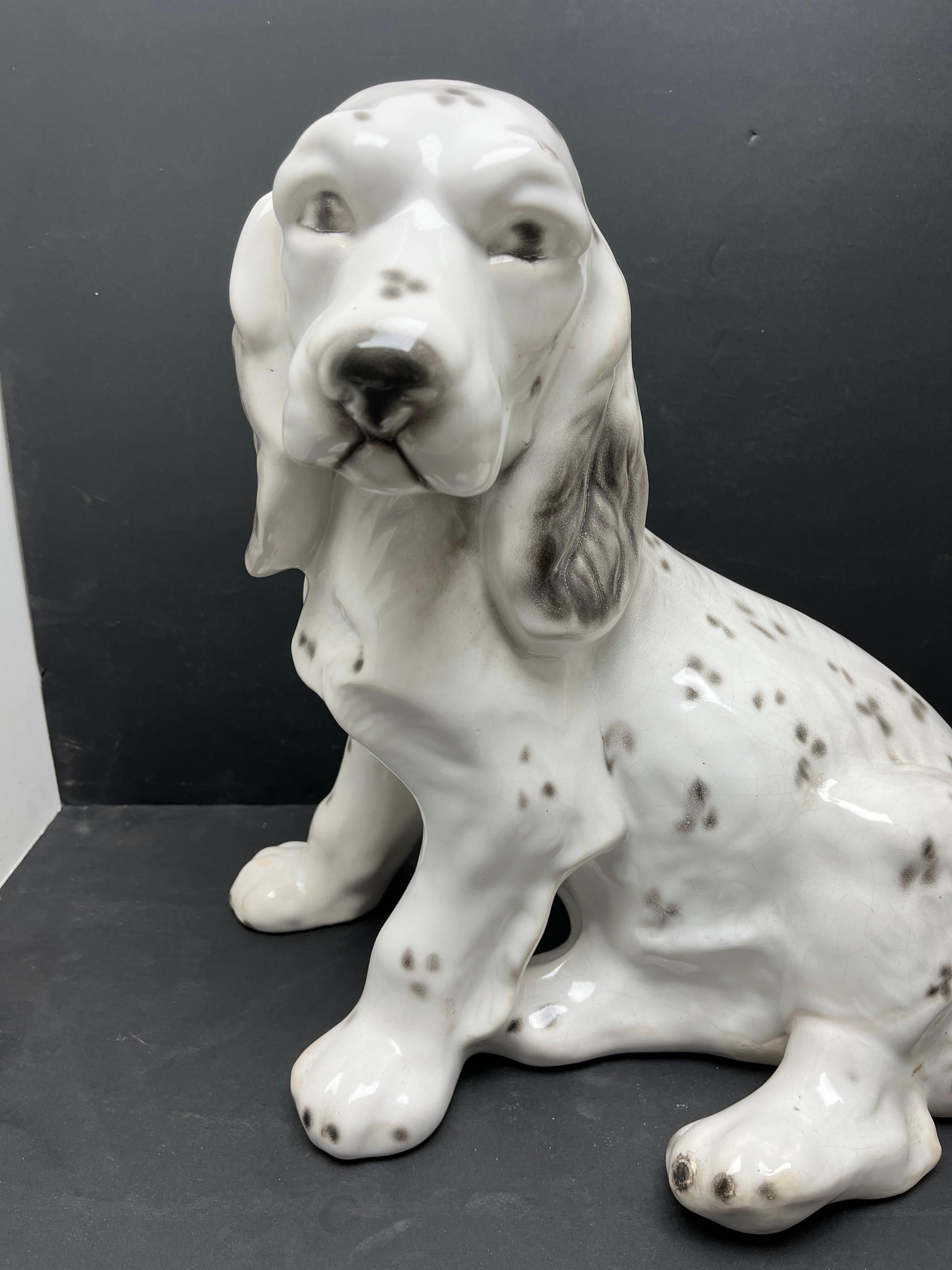 Stylish Ceramic Glazed Handpainted Dog Sculpture, Italy, Late 1950s For Sale 2
