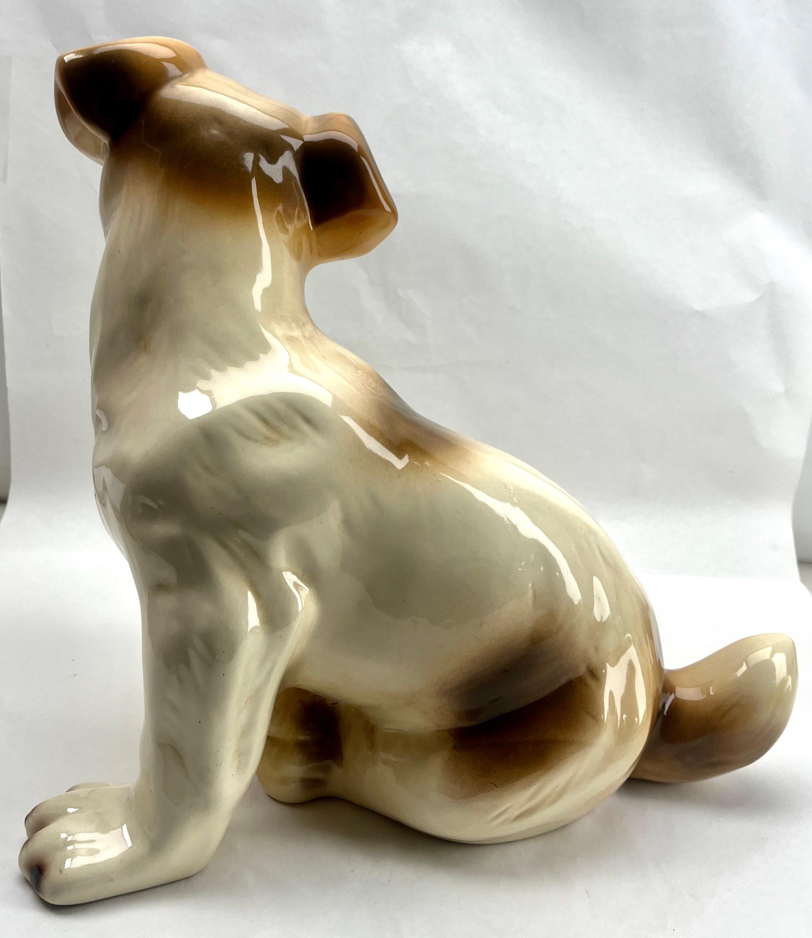 Stylish Ceramic Glazed Handpainted Dog Sculpture, Italy, Late 1950s For Sale 3