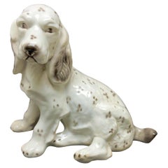 Vintage Stylish Ceramic Glazed Handpainted Dog Sculpture, Italy, Late 1950s