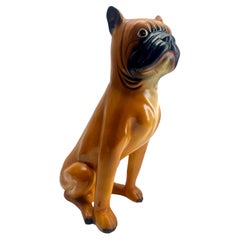 Élégante sculpture de chien en céramique émaillée peinte à la main, Italie, fin des années 1950