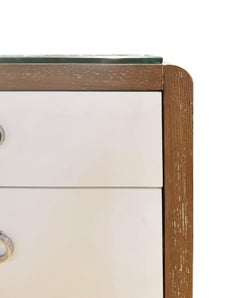 Modern Art-Deco style cerused-oak wood desk