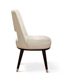 Sedia elegante Wood Wood laccato Gambe in metallo Tappi sui piedi Pelle o tessuto