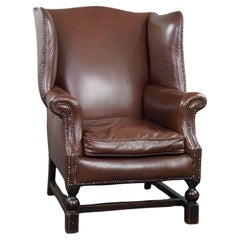 Stylish Classic Leather Wingback Chair