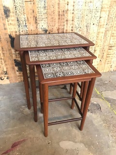 Stylish Classic Vintage Danish Mid-Century Modern Nesting Tables in Teak