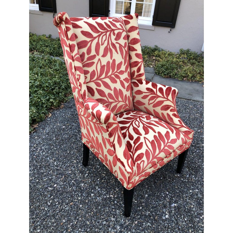Stylish Classic Wing Chair with Updated Upholstery For Sale at 1stDibs