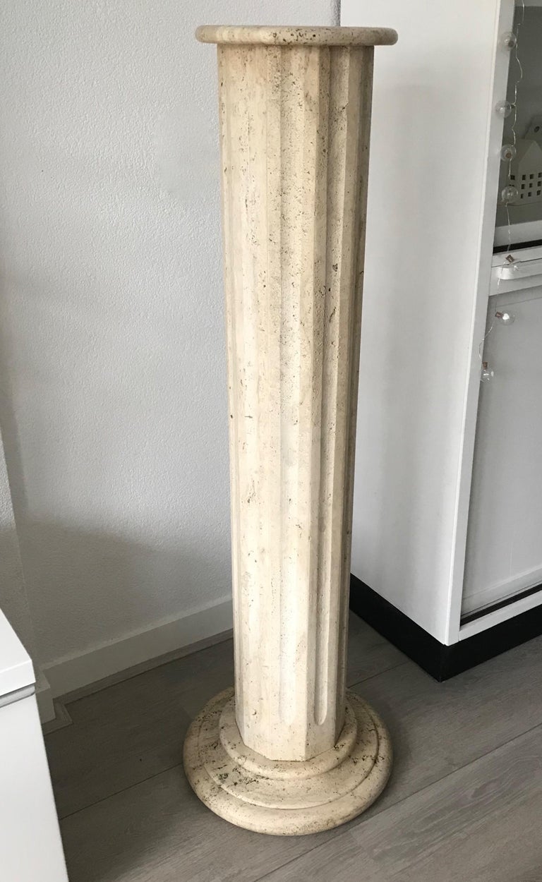 Stylish and Classical Design, Italian Travertine Marble Column Pedestal