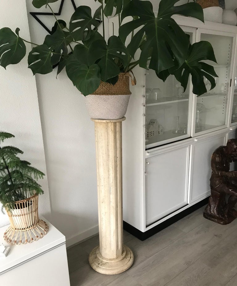 Stylish and Classical Design, Italian Travertine Marble Column Pedestal