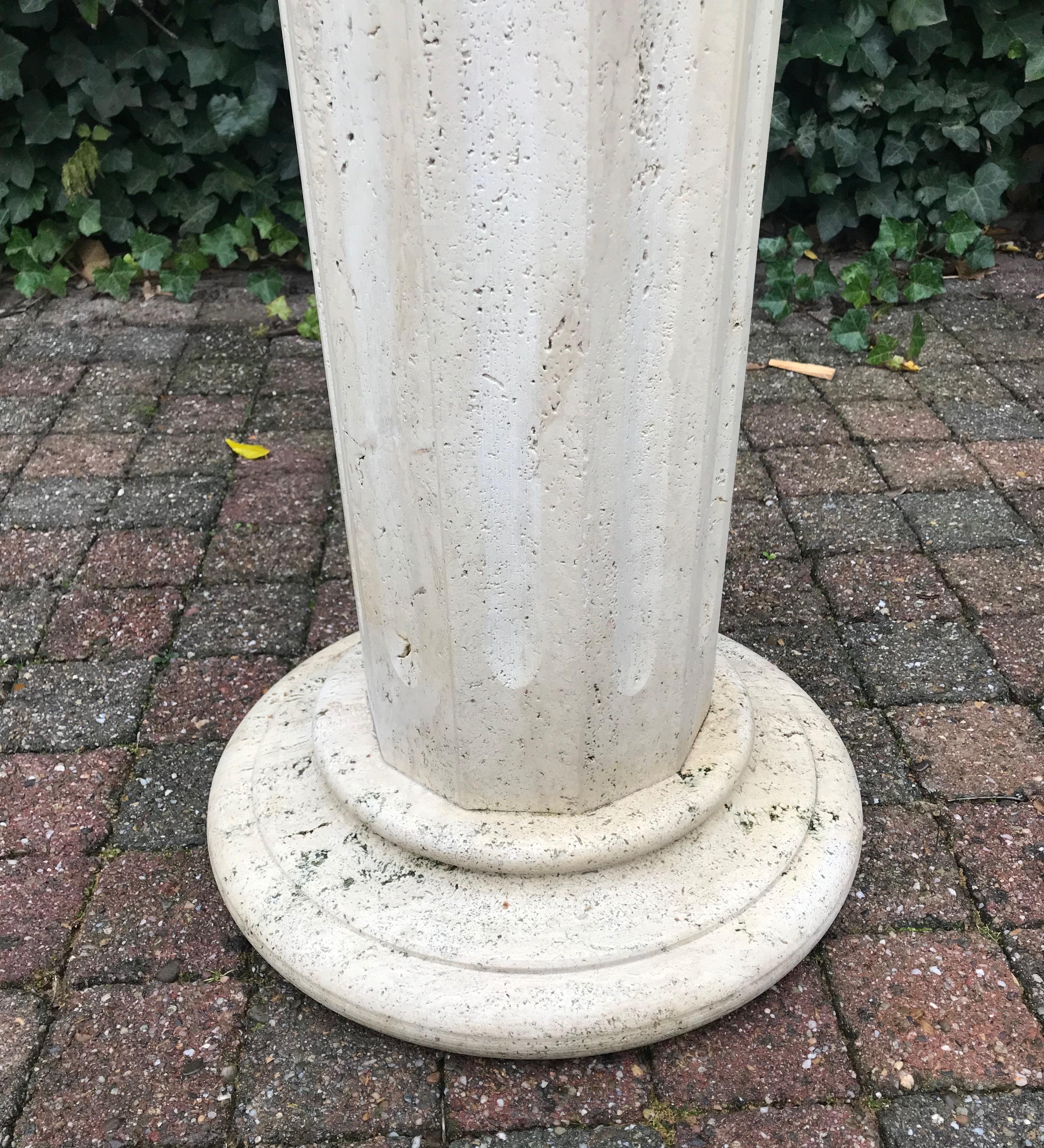 Hand-Crafted Stylish & Classical Design, Italian Travertine Marble Column / Pedestal Stand