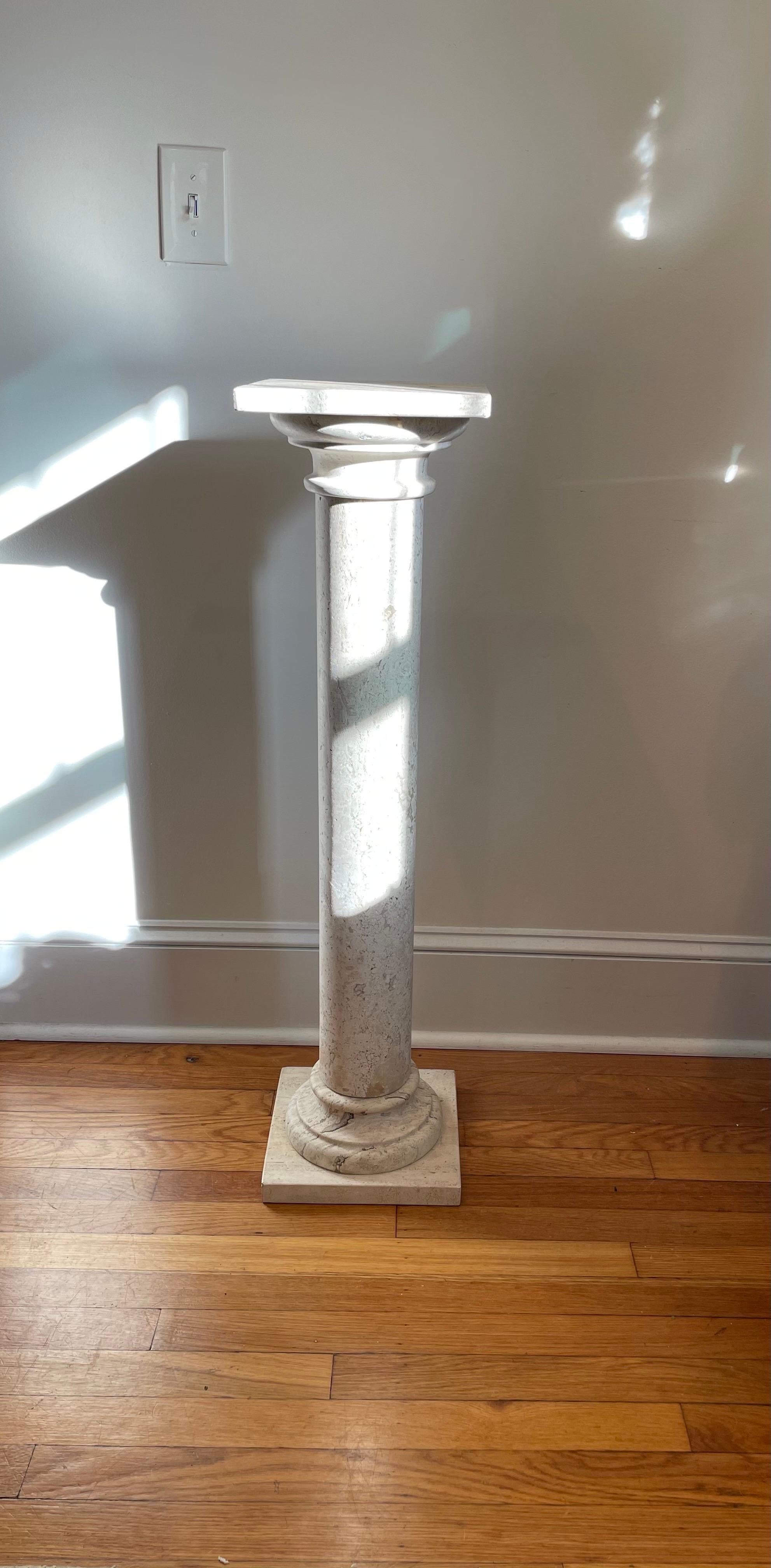 20th Century Stylish & Classical Design, Italian Travertine Marble Column / Pedestal Stand