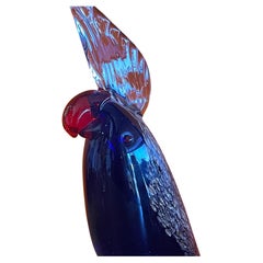 Stylish Cockatoo / Bird Art Glass Sculpture by Murano Glass