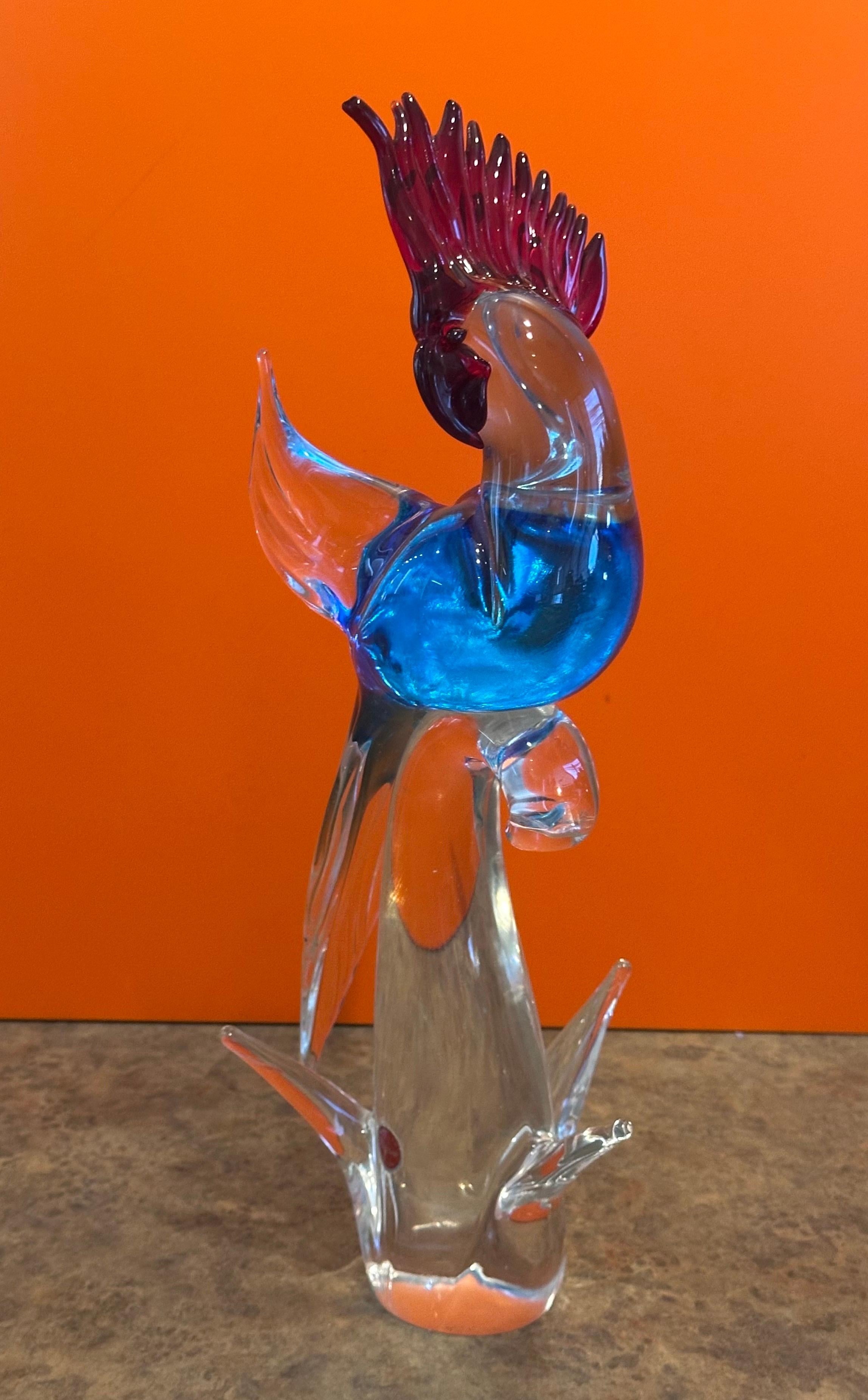 Elegante scultura in vetro di Murano con cacatua o uccello, anni '60 circa in vendita 3