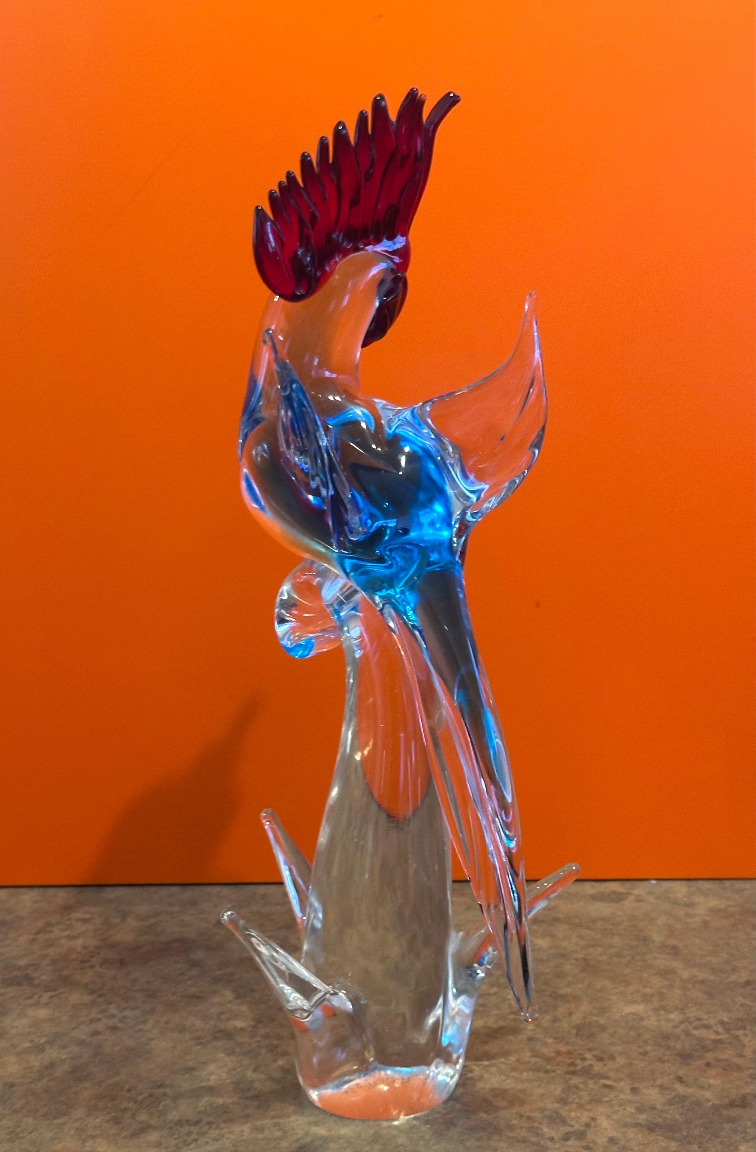 Elegante scultura in vetro di Murano con cacatua o uccello, anni '60 circa in vendita 4